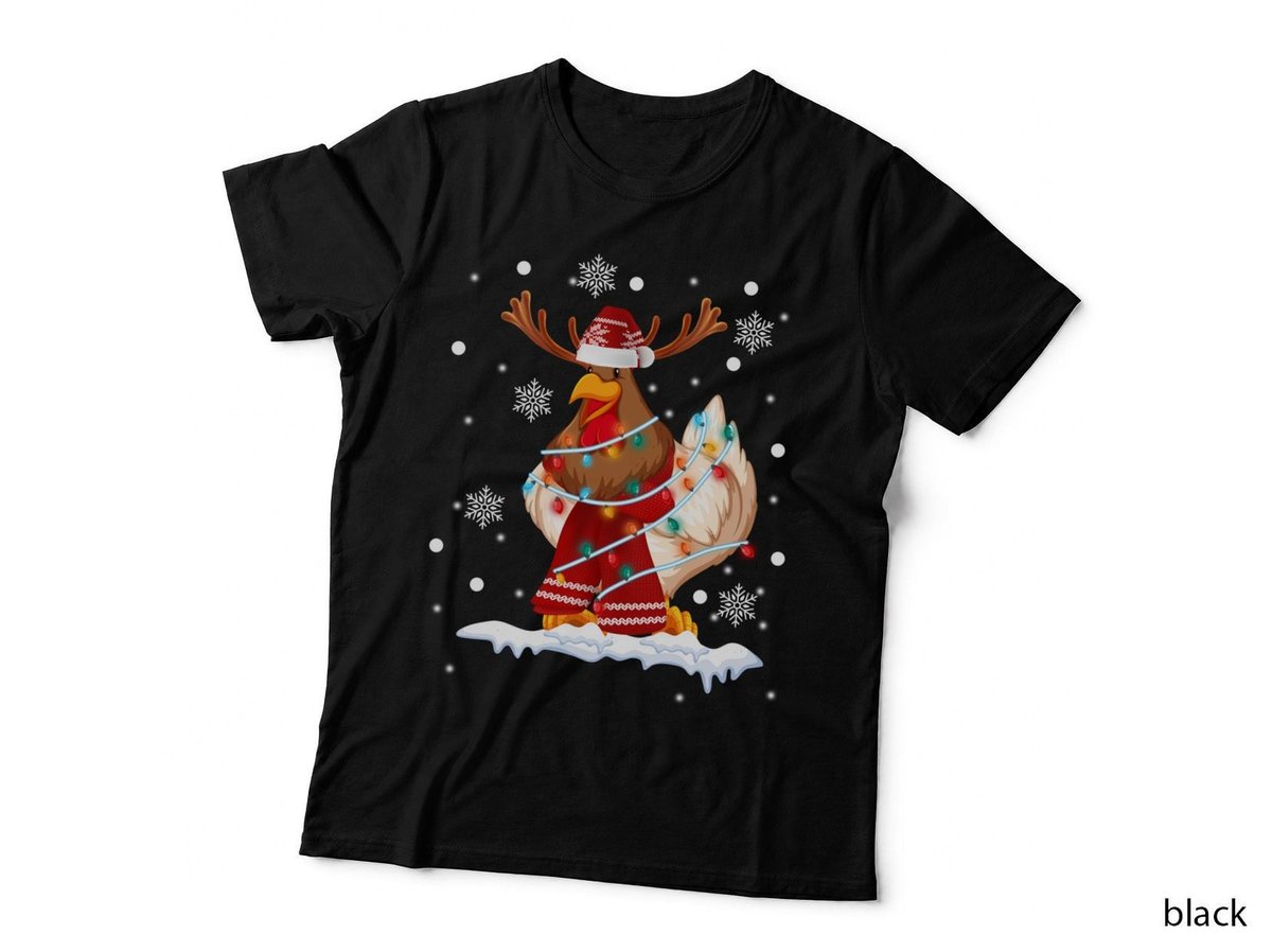 Funny Chicken Hen Reindeer Rudolph T-Shirt, Christmas Holiday Print