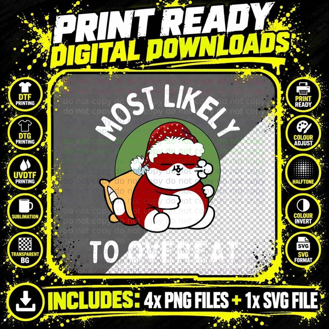 Funny Christmas Cat T-Shirt, Holiday Matching Family Png SVG Digital Bundle