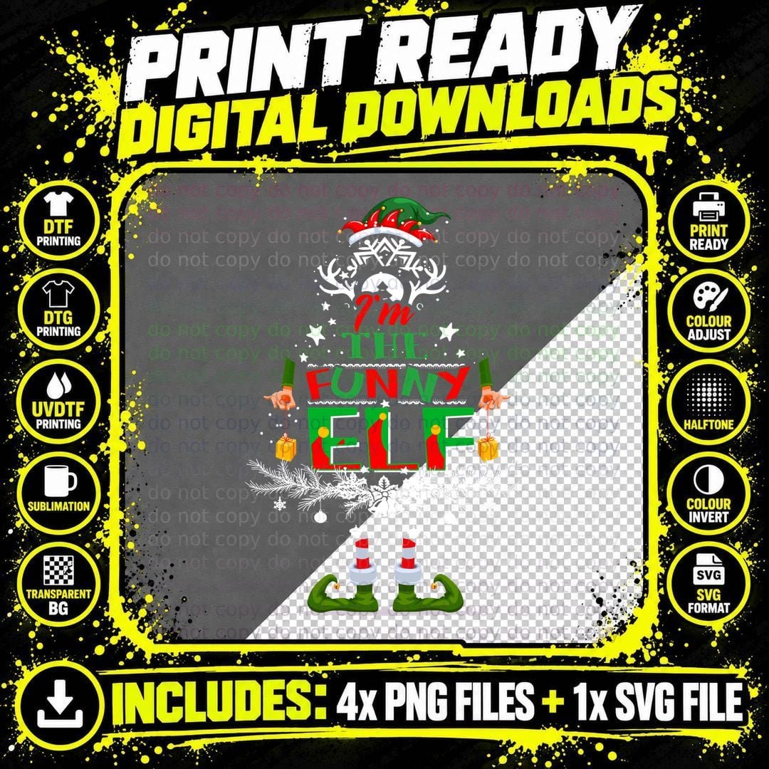 Funny Elf T-Shirt, Christmas Holiday Humor Png SVG Digital Bundle