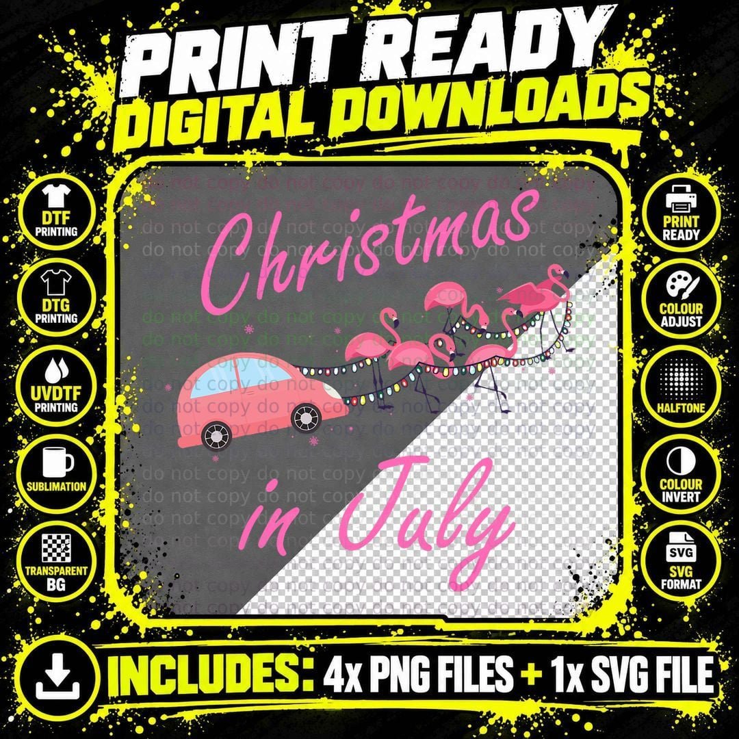Funny Flamingo Christmas Car T-Shirt Png SVG Digital Bundle