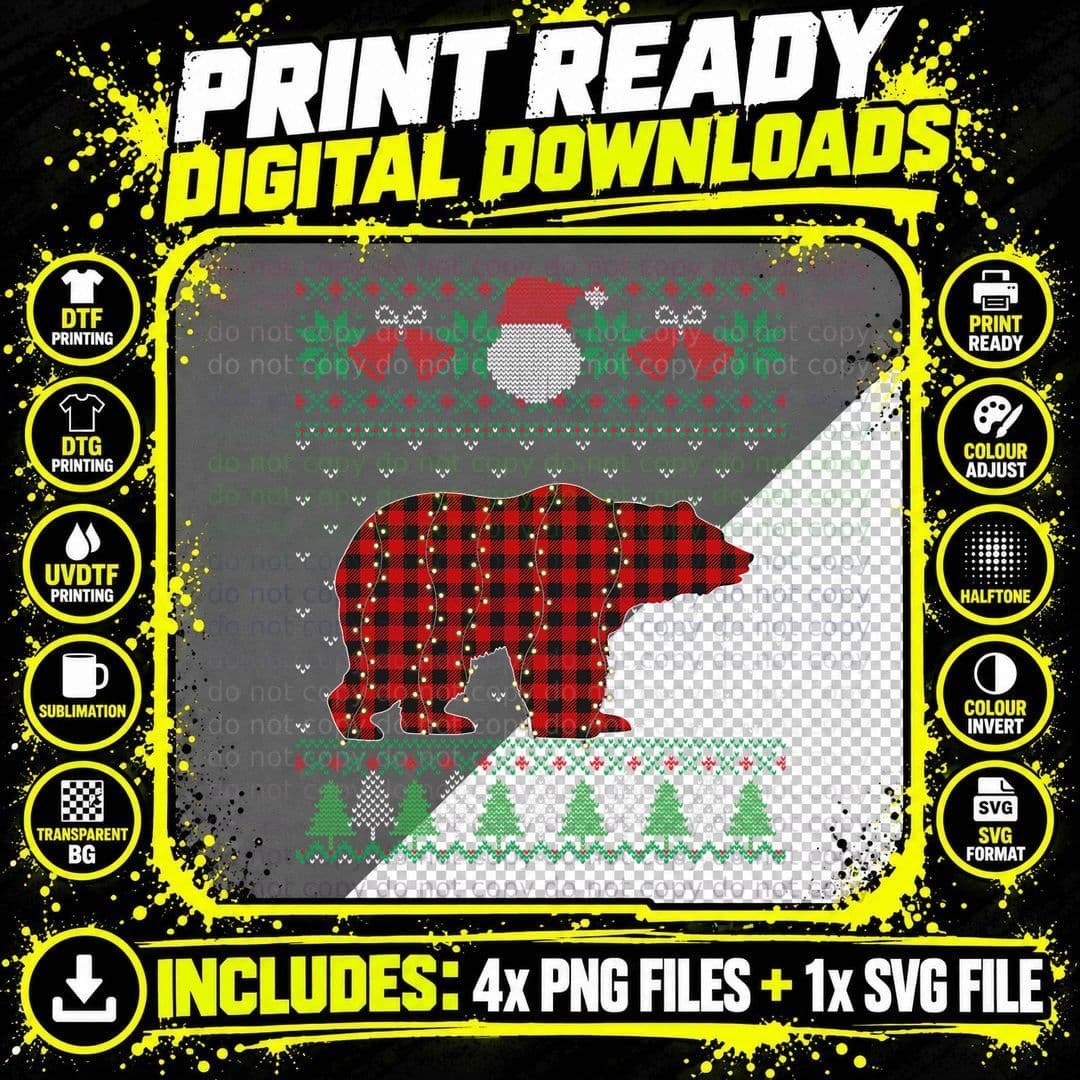 Funny Polar Bear Ugly Sweater Christmas T-Shirt Png SVG Digital Bundle
