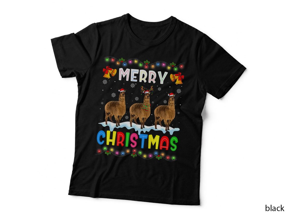 Funny Santa Alpaca Christmas T-Shirt, Festive Holiday Print