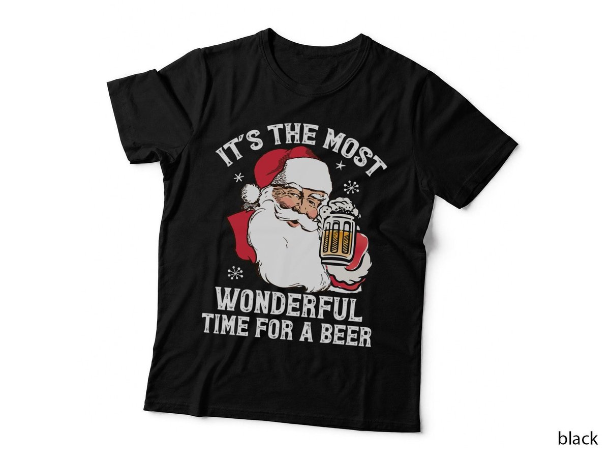 Funny Santa Claus Beer T-Shirt, Christmas Humor, Holiday Party Wear