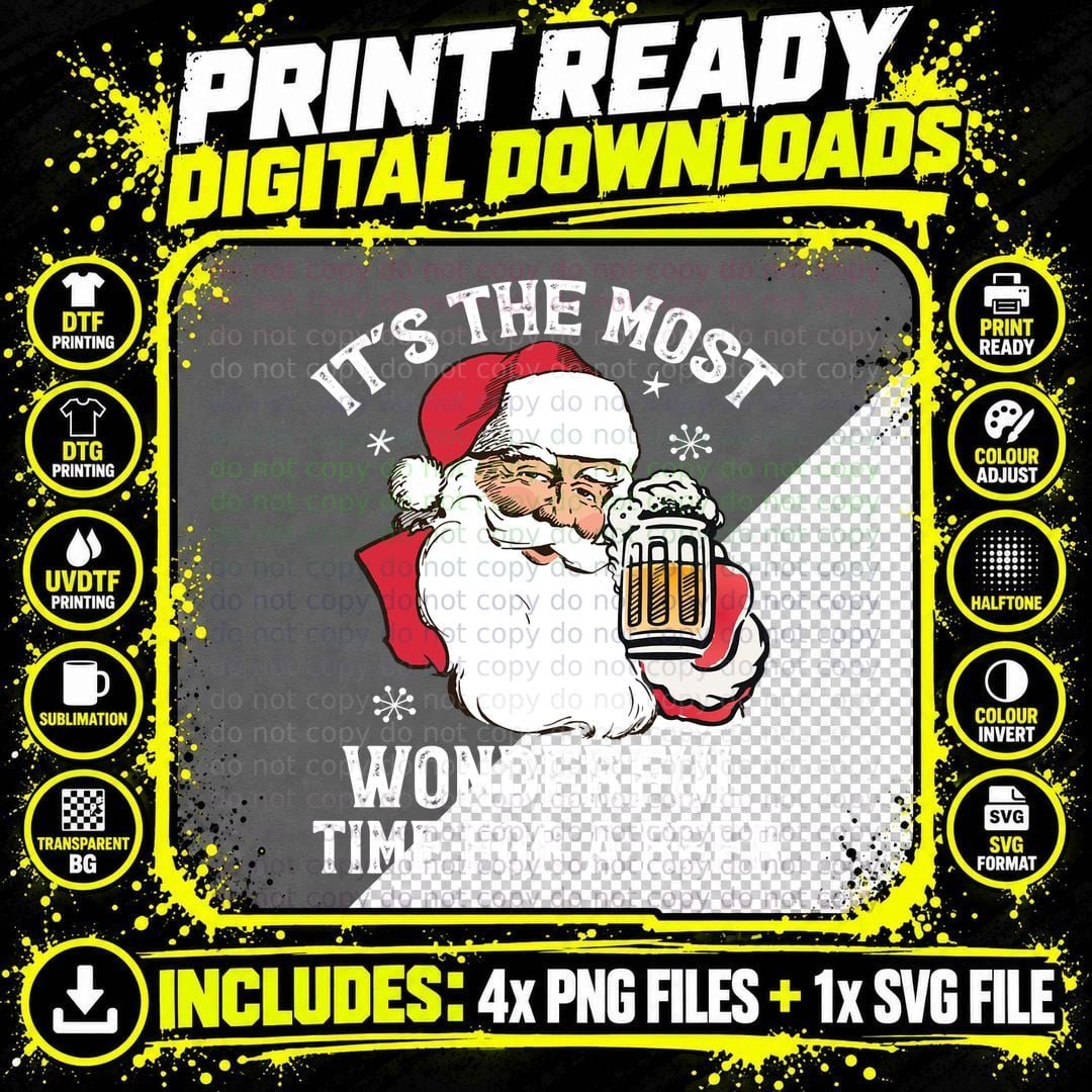 Funny Santa Claus Beer T-Shirt, Christmas Humor Png SVG Digital Bundle
