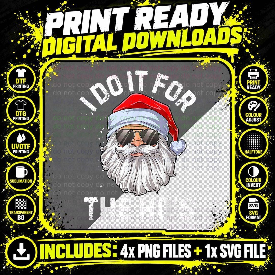 Funny Santa Face Christmas T-Shirt, Holiday Humor Png SVG Digital Bundle