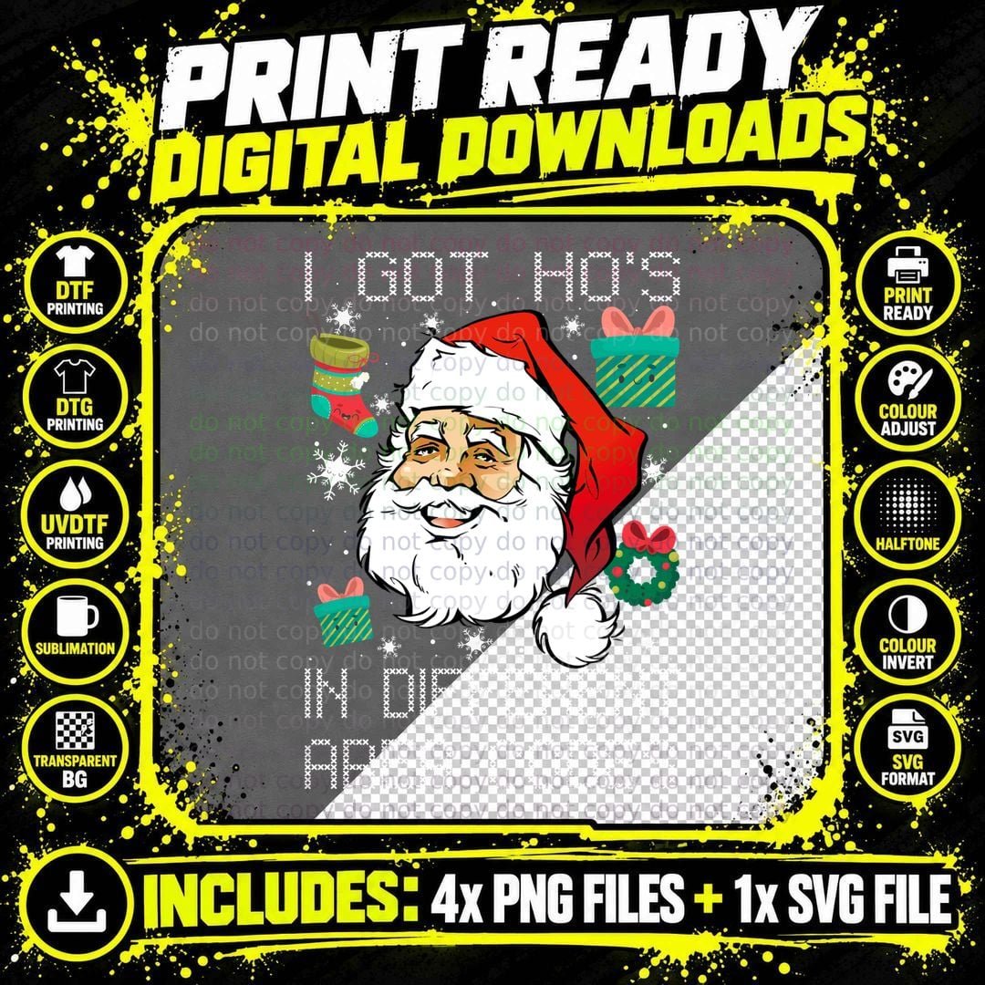 Funny Santa T-Shirt, Christmas Theme, Holiday Humor Png SVG Digital Bundle