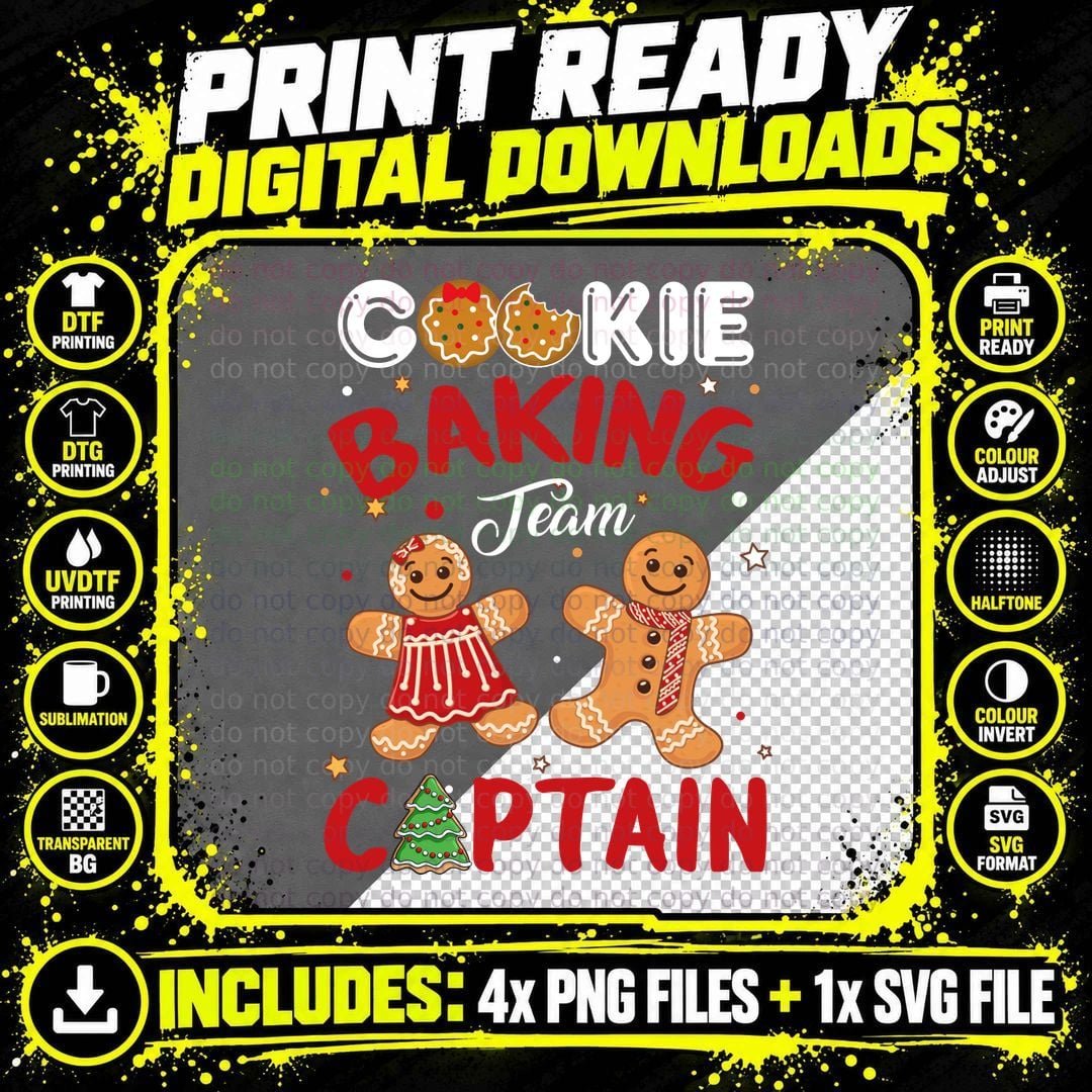 Gingerbread Man Baking T-Shirt, Christmas Theme Png SVG Digital Bundle