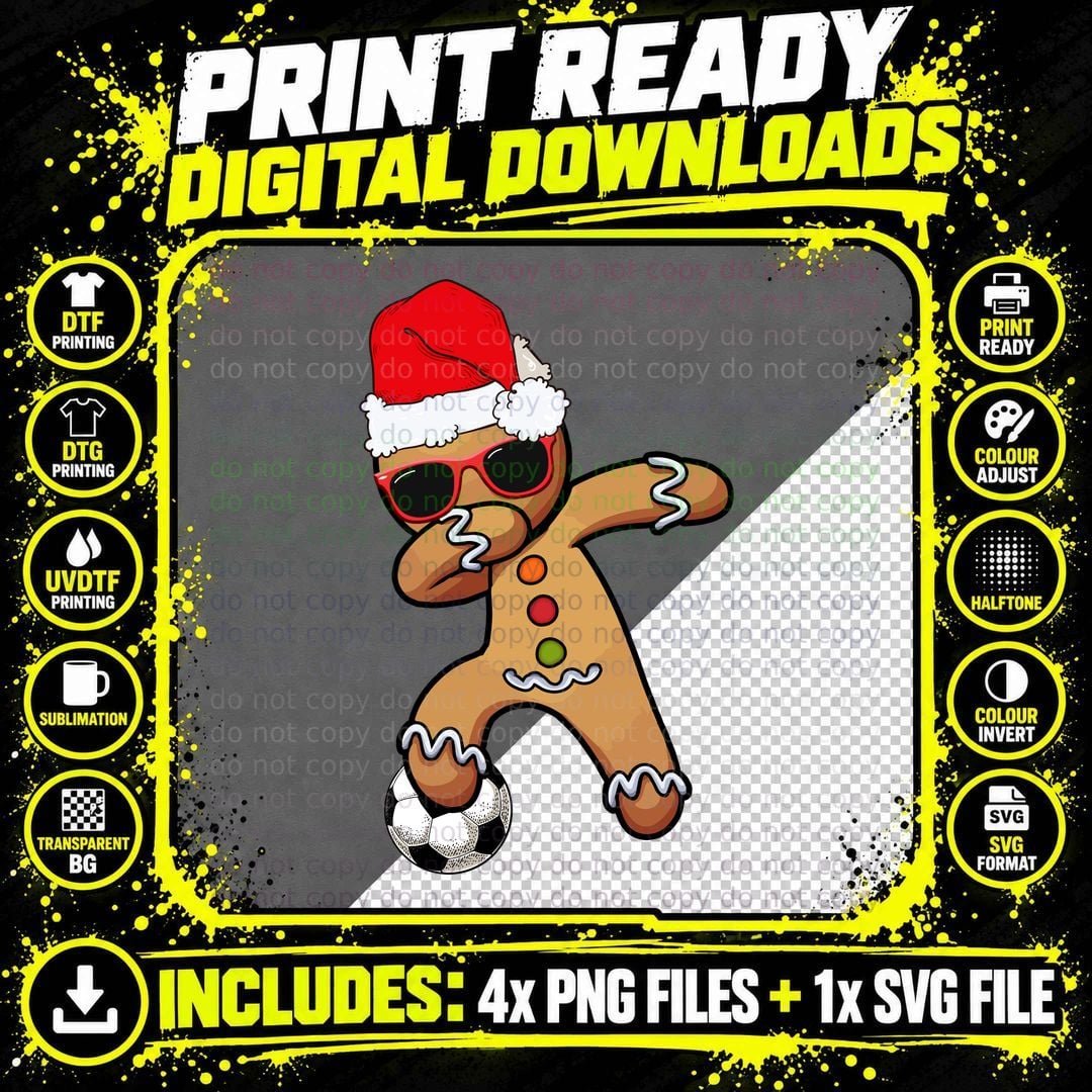 Gingerbread Man Dabbing T-Shirt, Festive Holiday Style Png SVG Digital Bundle