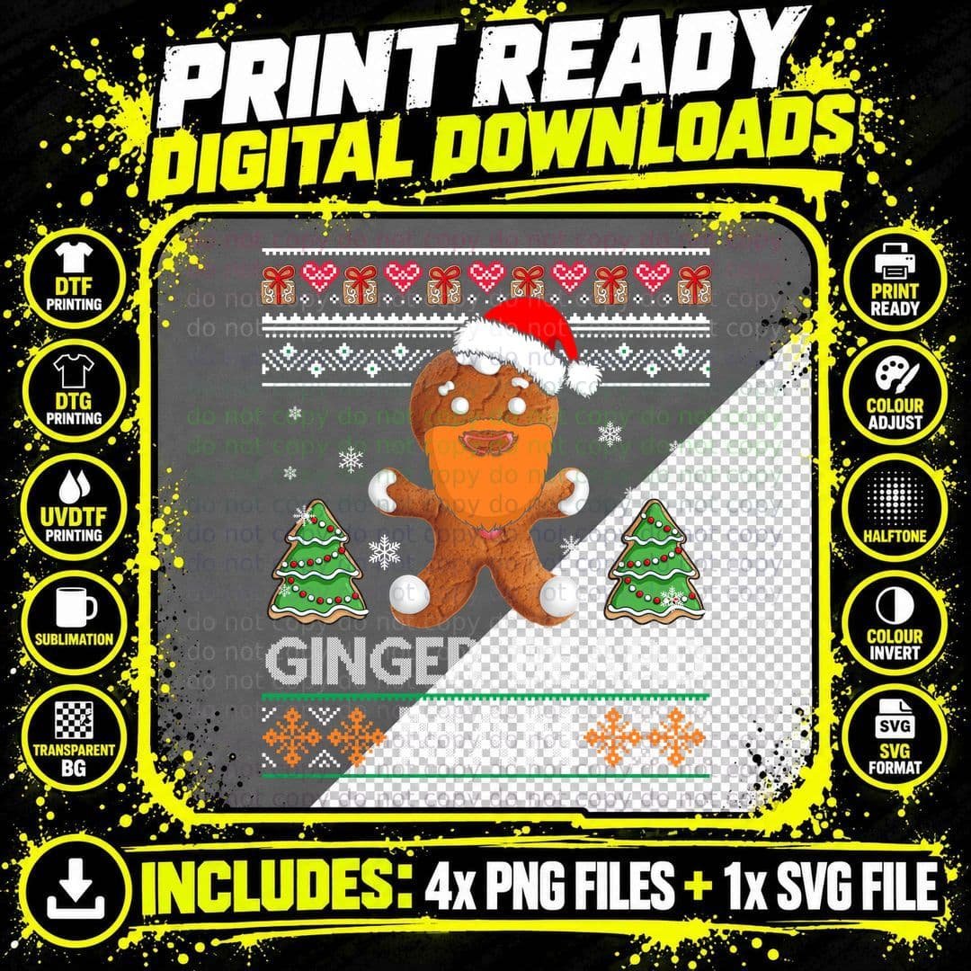 Gingerbread Man T-Shirt, Christmas Theme Png SVG Digital Bundle
