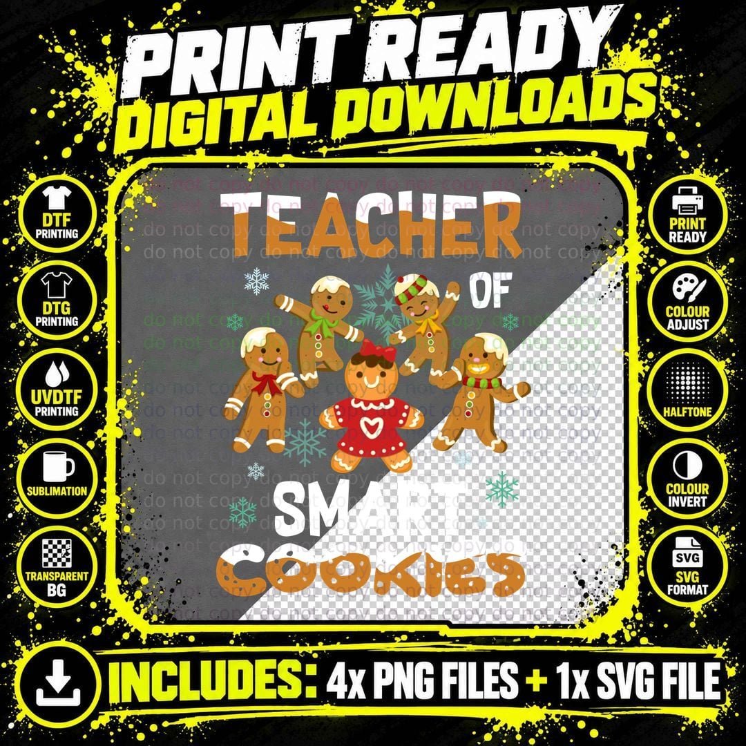 Gingerbread Teacher T-Shirt, Christmas Theme Png SVG Digital Bundle