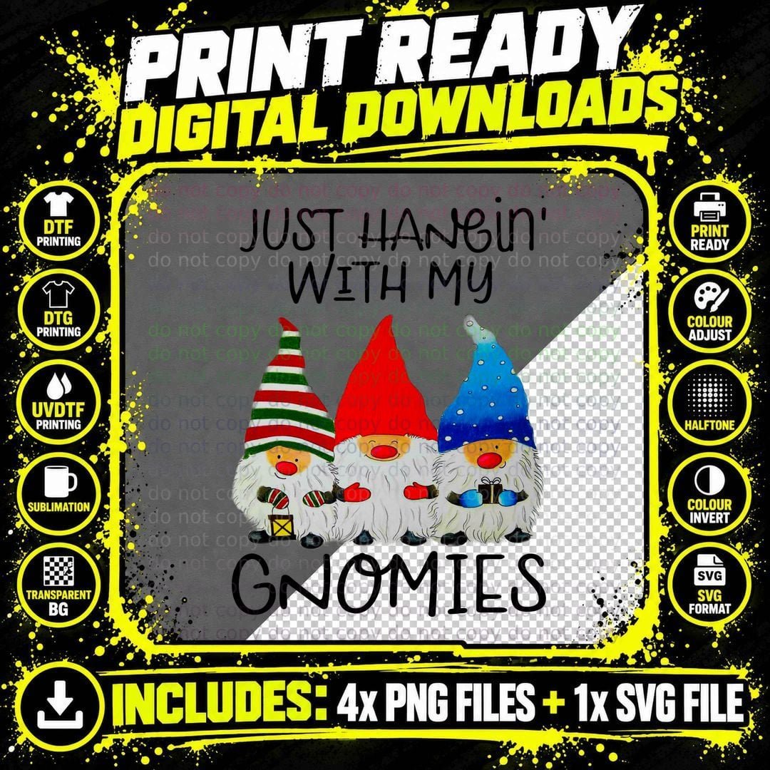 Gnome Friends T-Shirt, Christmas Holiday, Funny Sarcasm Png SVG Digital Bundle