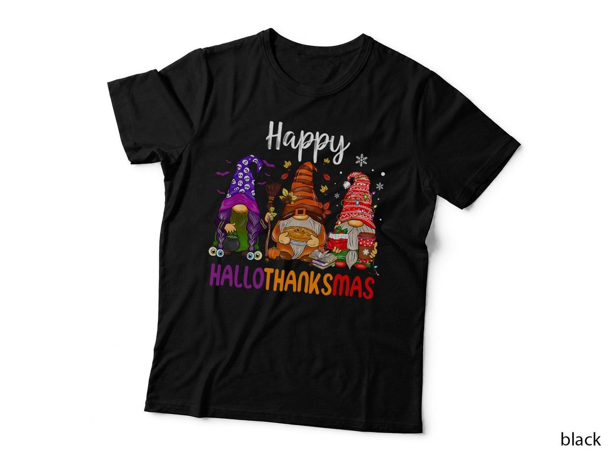 Gnomes Lover Halloween Merry Christmas T-Shirt, Hallothanksmas Festive