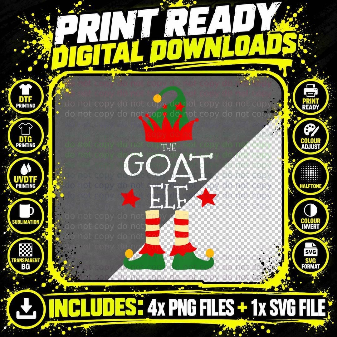Goat Elf Matching Family Christmas Gifts Png SVG Digital Bundle