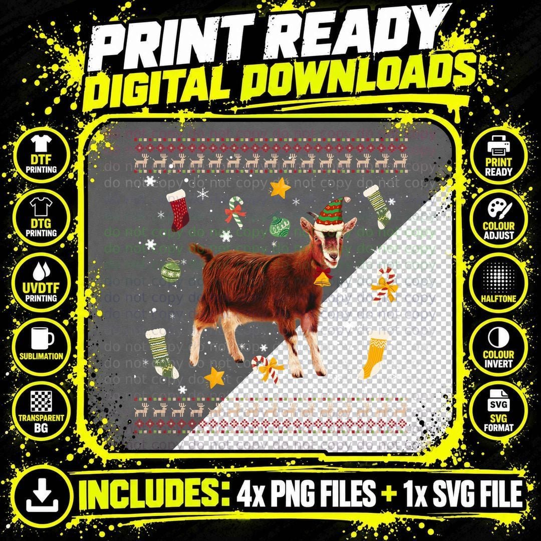 Goat Ugly Sweater Christmas T-Shirt Png SVG Digital Bundle