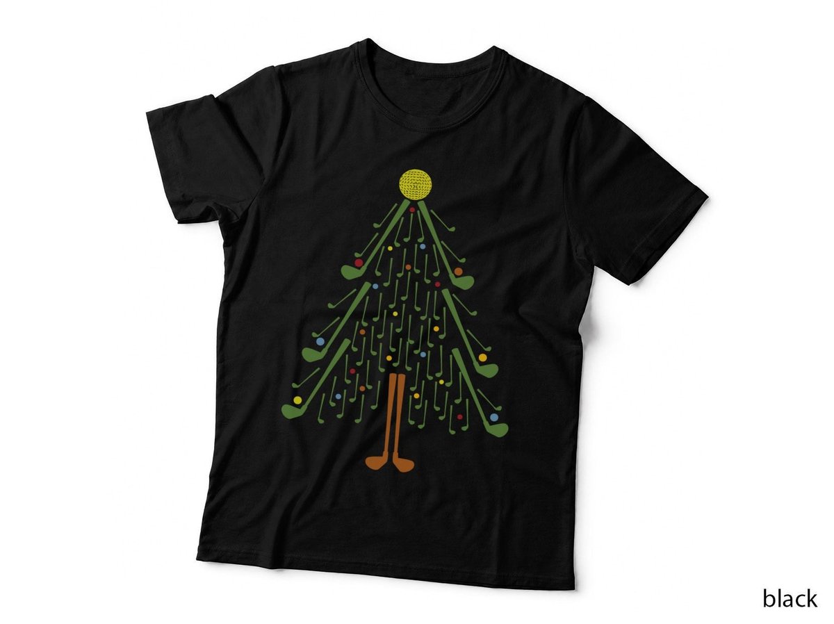 Golf Club Christmas Tree T-Shirt, Festive Golfing Theme, Golf Lover Apparel