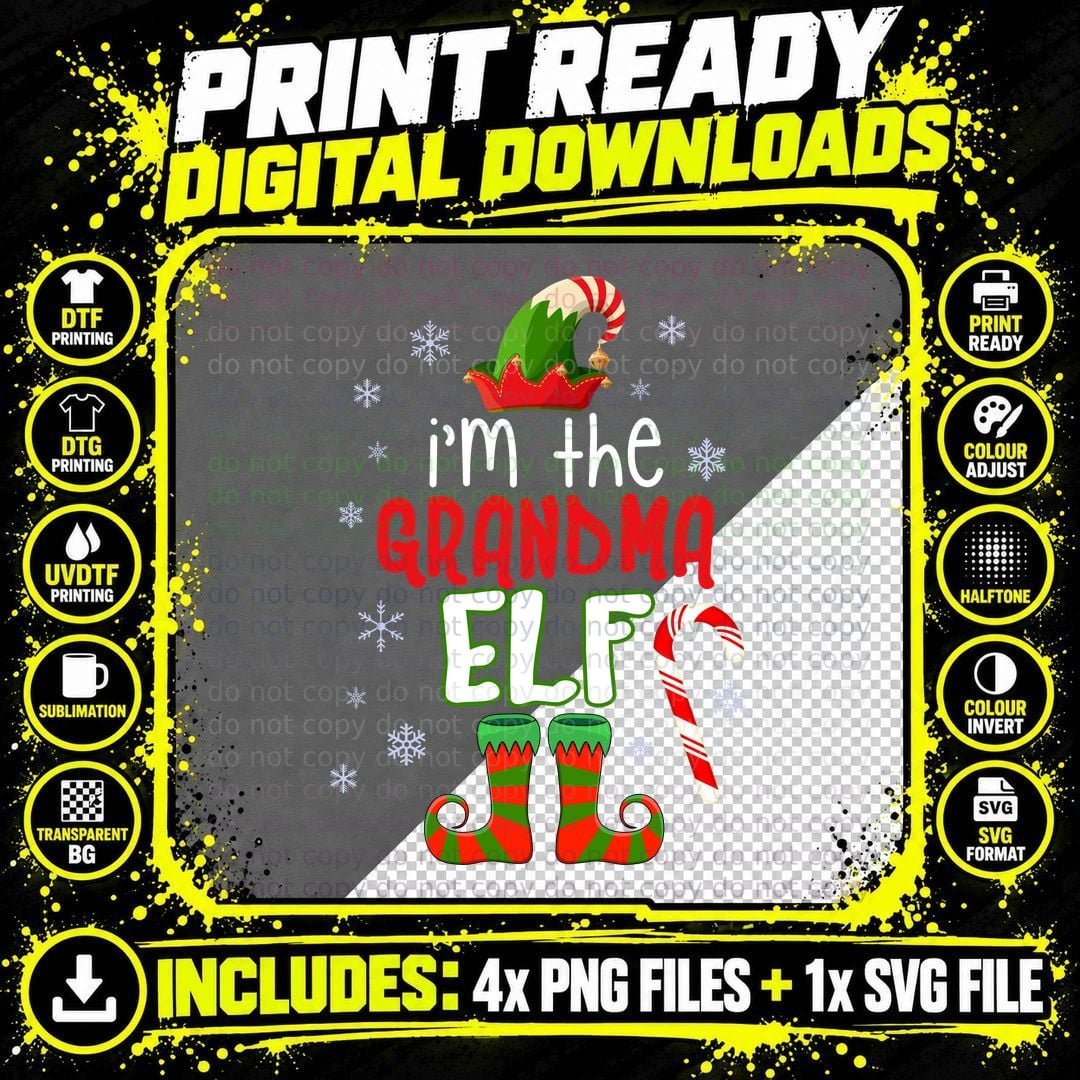 Grandma Elf T-Shirt, Christmas Holiday Png SVG Digital Bundle
