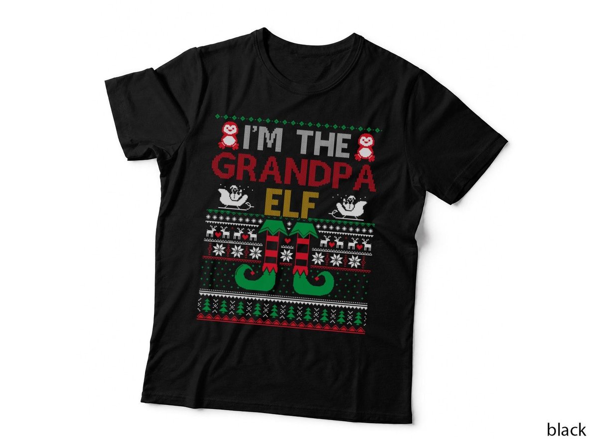Grandpa Elf T-Shirt, Christmas Holiday Print, Family Gift Idea
