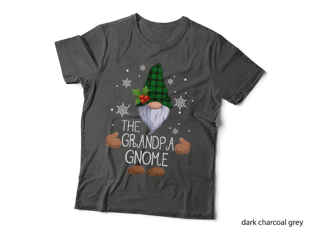 Grandpa Gnome T-Shirt, Christmas Holiday Style, Festive Gnome Print