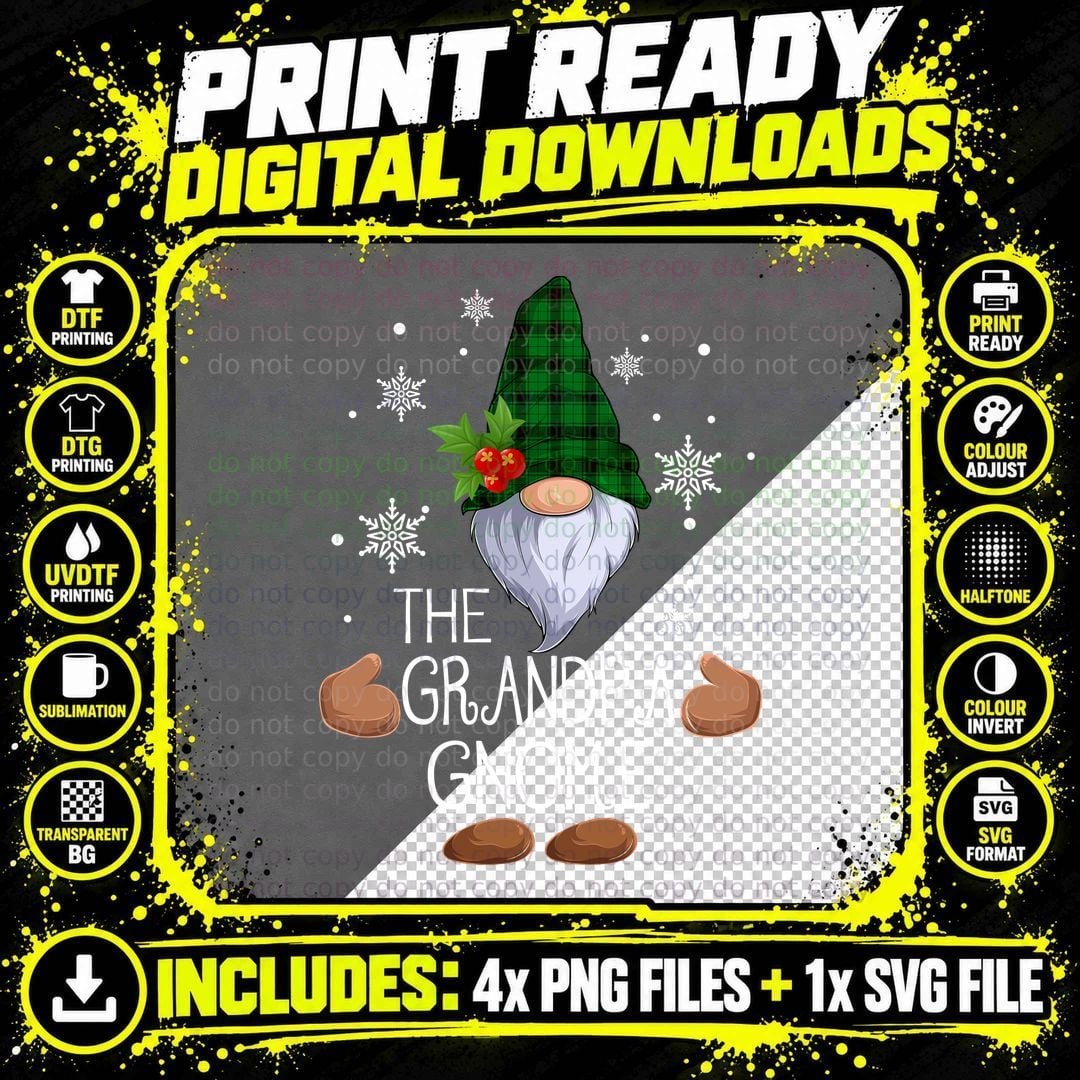 Grandpa Gnome T-Shirt, Christmas Holiday Style Png SVG Digital Bundle
