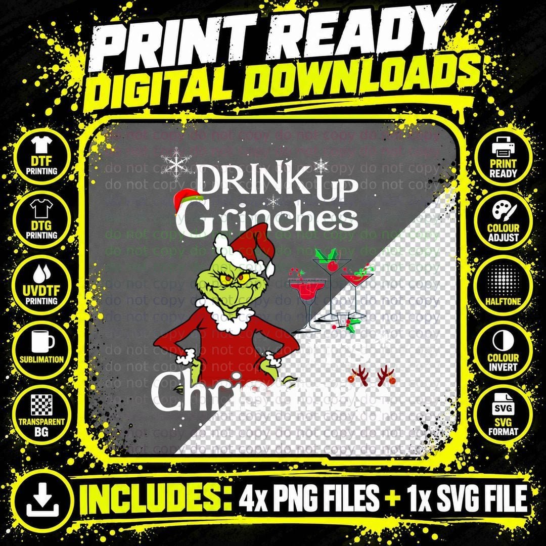 Grinch Christmas T-Shirt, Funny Holiday Print Png SVG Digital Bundle