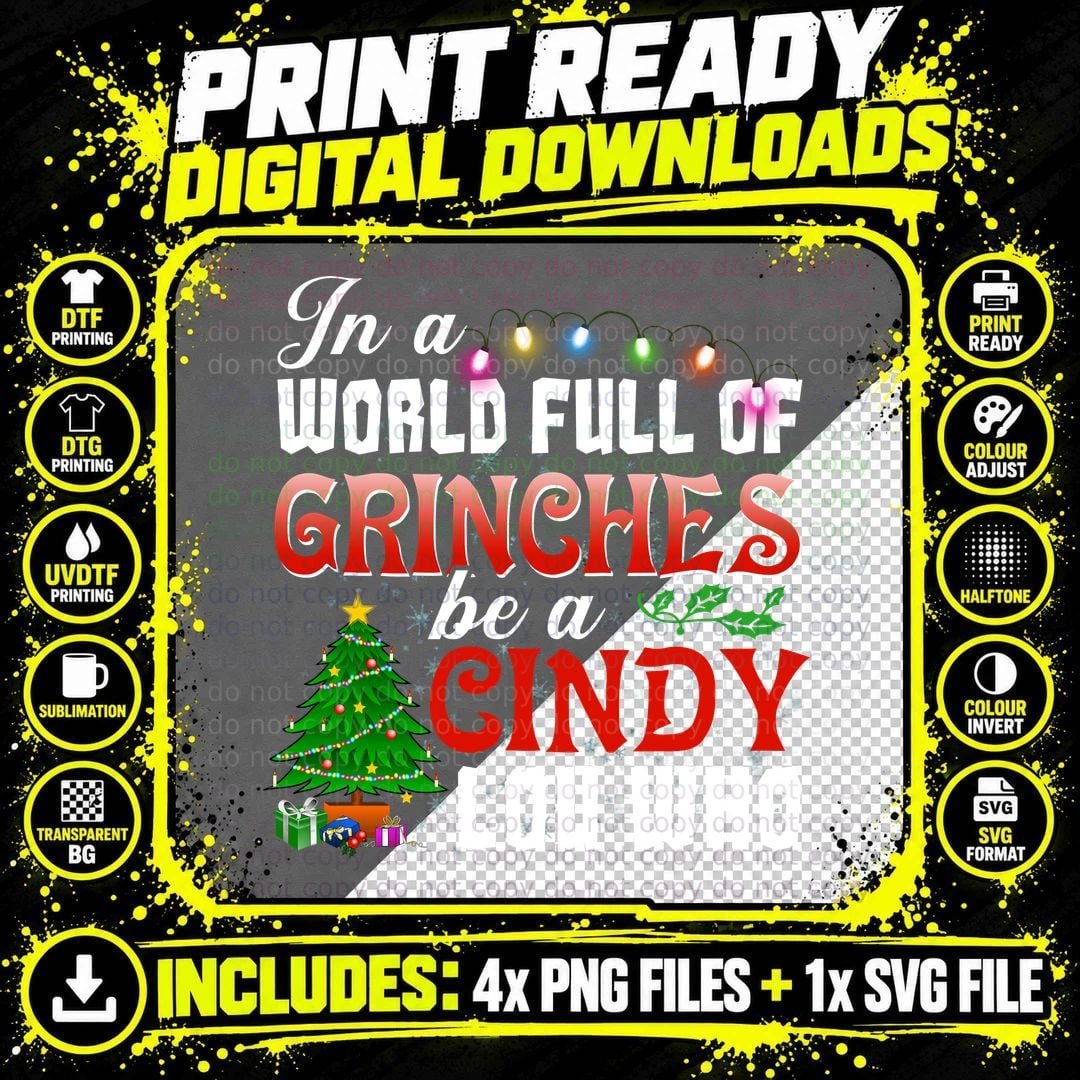 Grinches Cindy Lou Who T-Shirt, Christmas Holiday Print Png SVG Digital Bundle