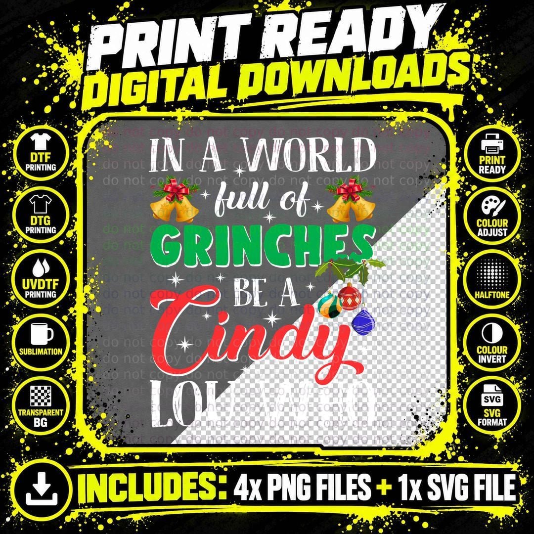 Grinches Cindy T-Shirt, Christmas Holiday Print Png SVG Digital Bundle