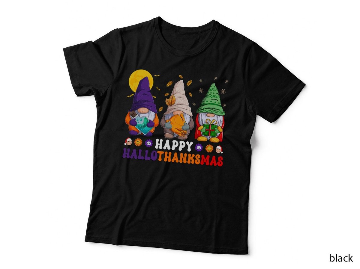 Groovy Happy Hallothanksmas Gnome T-Shirt, Halloween Hippie Christmas