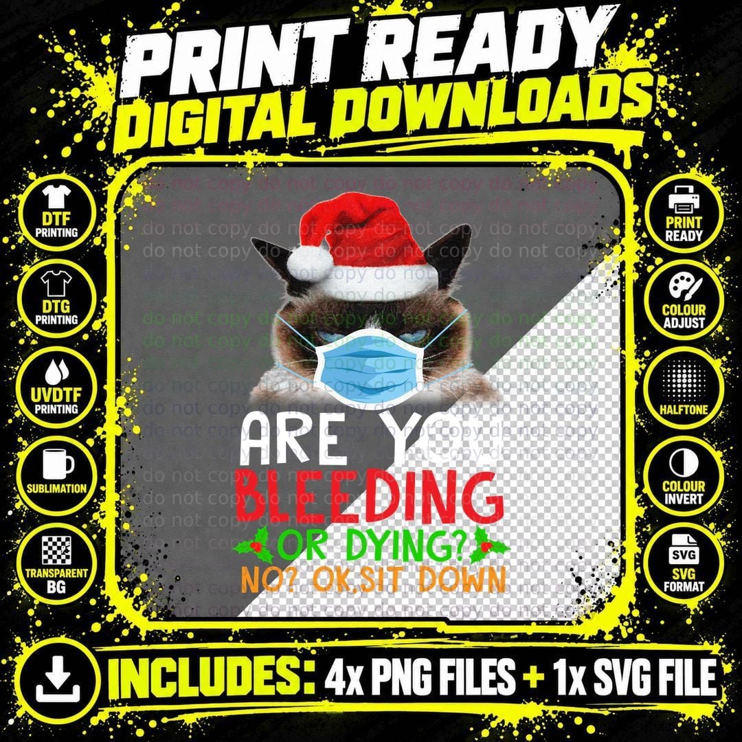 Grumpy Cat T-Shirt, Christmas Sarcasm, Pet Lover Apparel Png SVG Digital Bundle