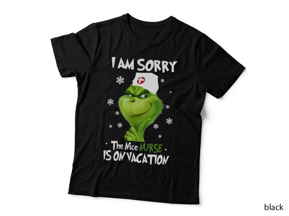 Grumpy Green Christmas Nurse T-Shirt, Festive Holiday Print
