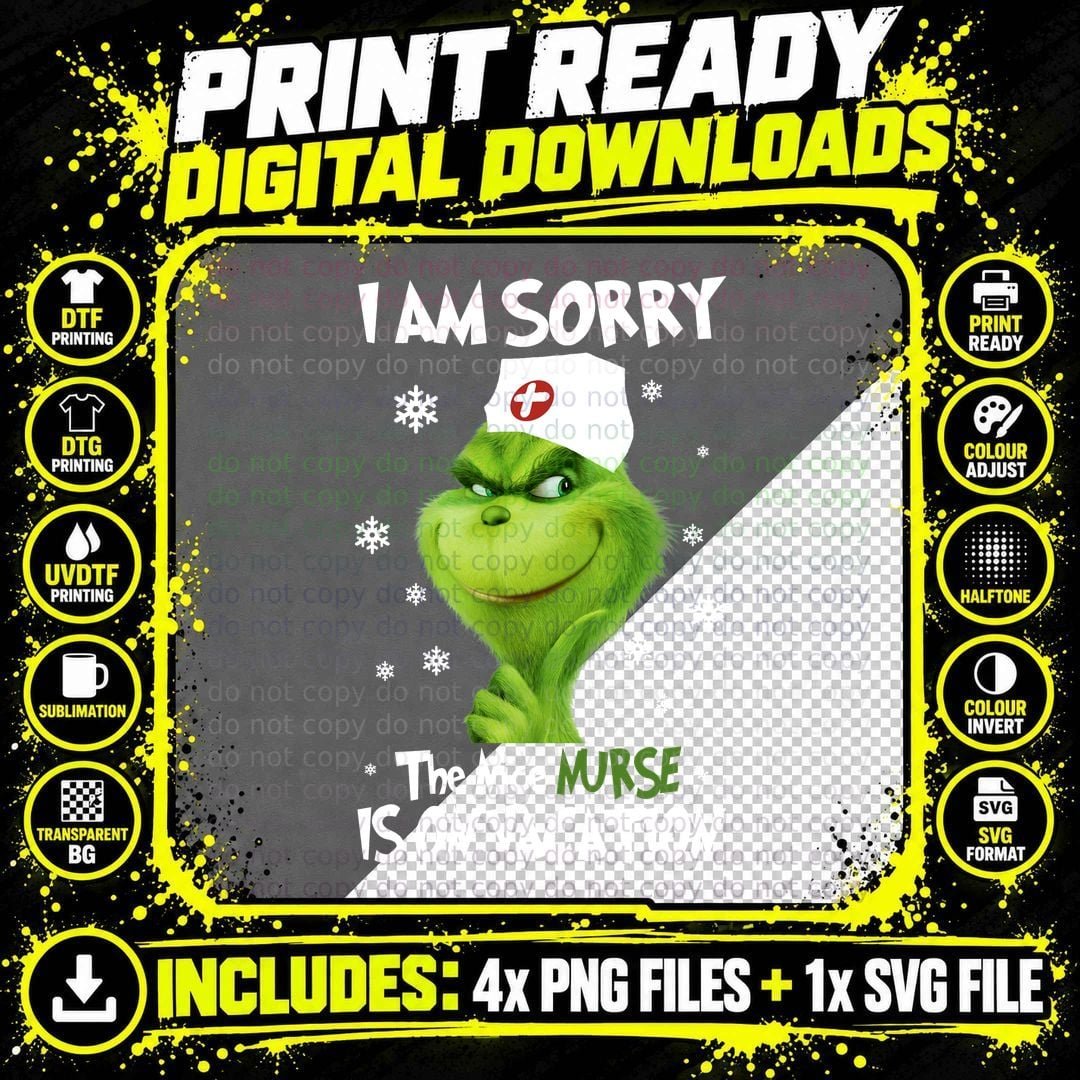 Grumpy Green Christmas Nurse T-Shirt Png SVG Digital Bundle