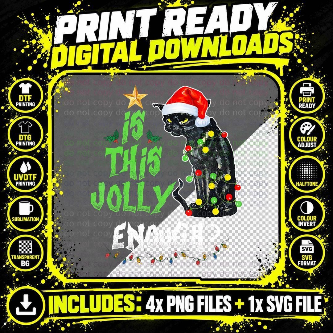 Grumpy Santa Cat Christmas Sweatshirt, Holiday Humor Png SVG Digital Bundle