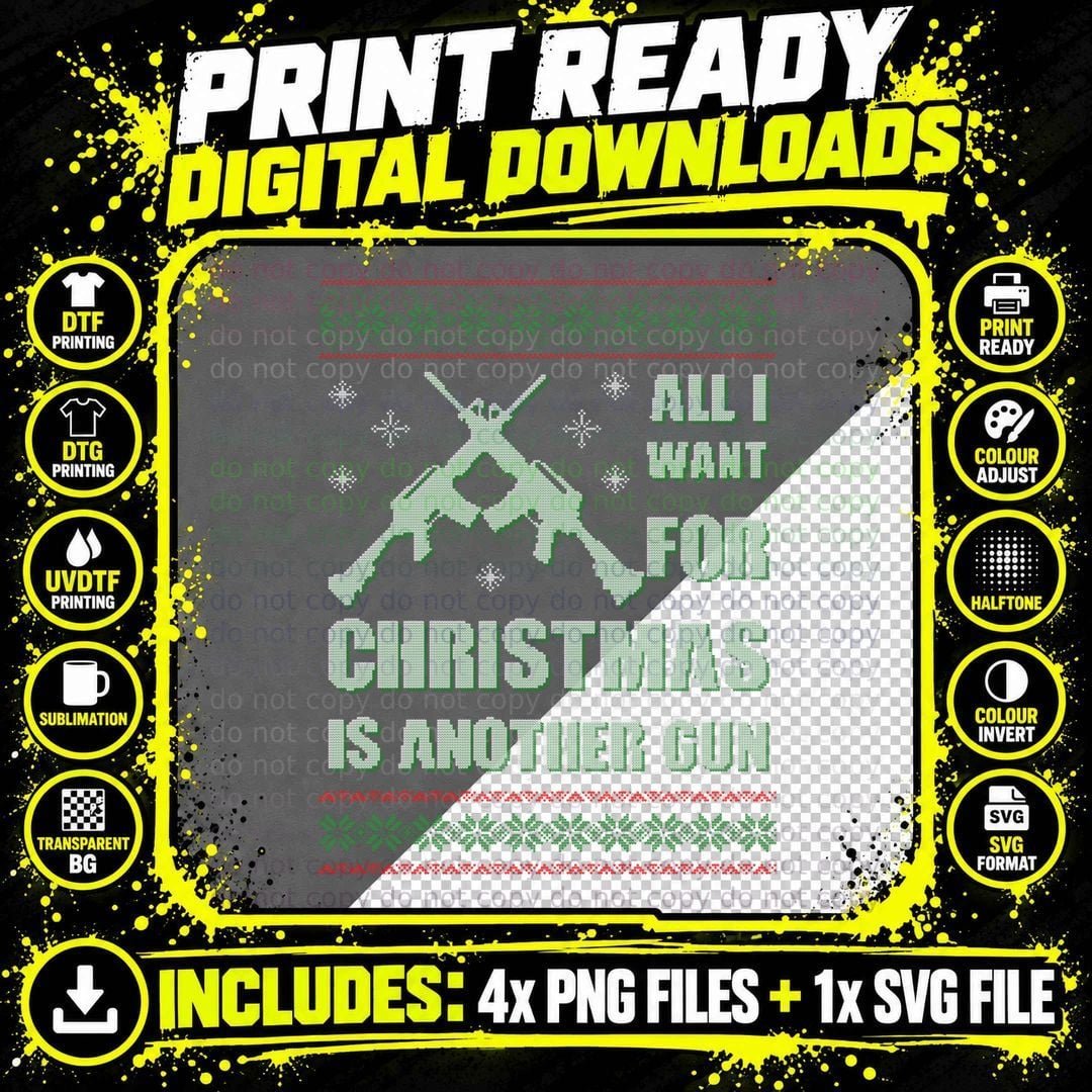 Guns for Christmas Ugly Hoodie, Holiday Hunting Gift Png SVG Digital Bundle
