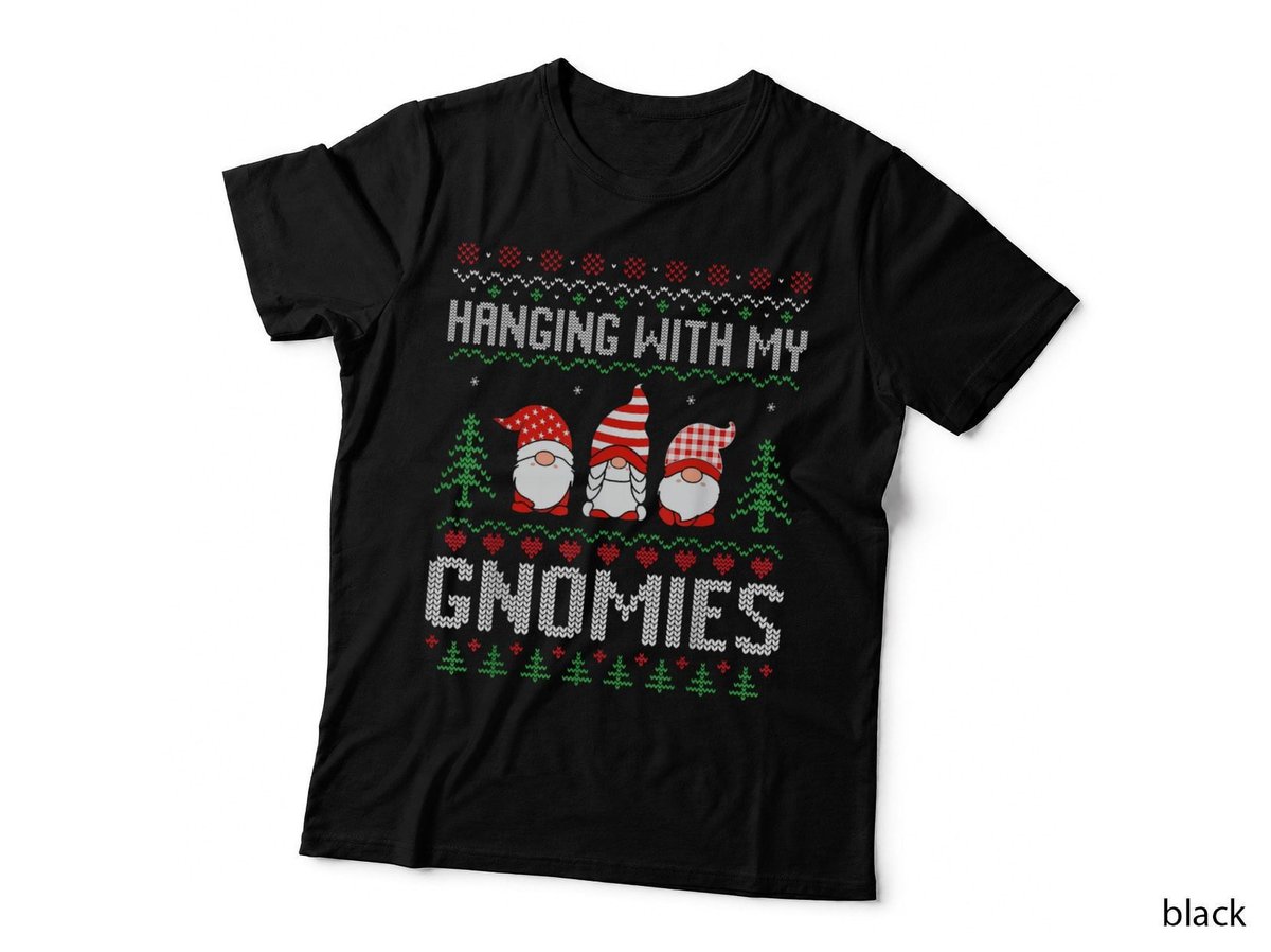 Hanging with My Gnomies Christmas T-Shirt, Ugly Sweater Style