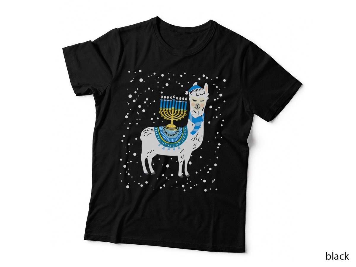 Hanukkah Menorah Llama T-Shirt, Festive Holiday Print, Chanukah Gift Idea