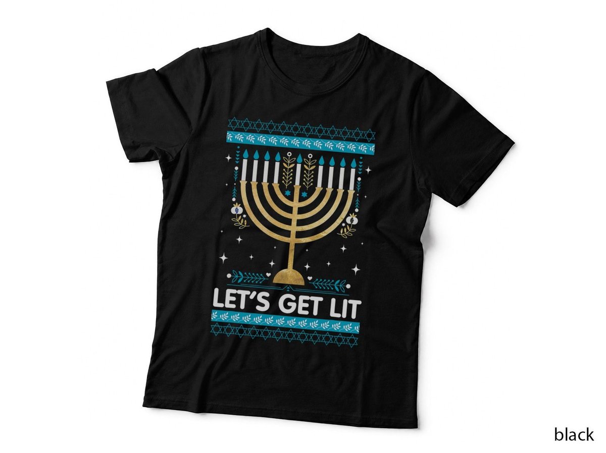 Hanukkah Menorah T-Shirt, Ugly Sweater Style, Jewish Holiday Apparel