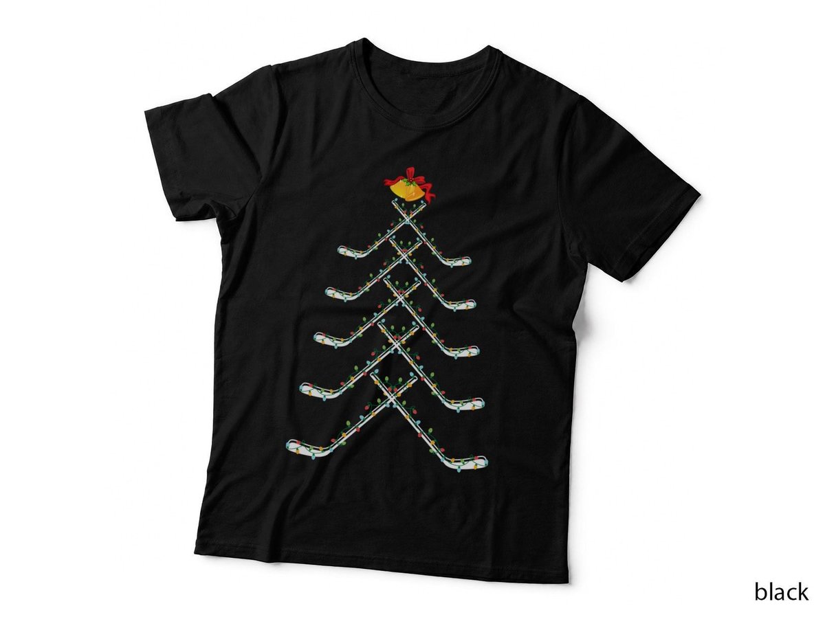 Hockey Stick Christmas Tree T-Shirt, Holiday Festive Design