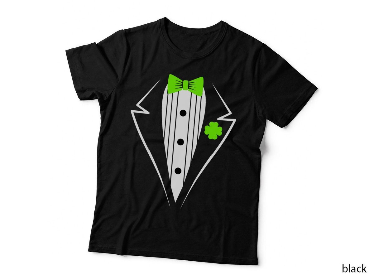 Irish Tuxedo Shamrock T-Shirt, St Patricks Day Style, Festive Irish Print