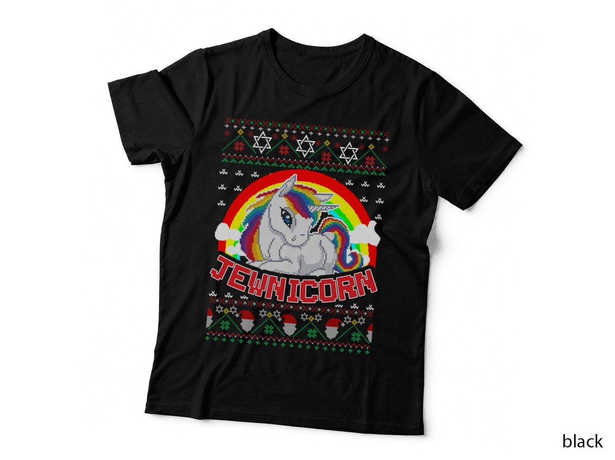 Jewnicorn T-Shirt, Ugly Christmas Sweater Style, Jewish Humor Apparel