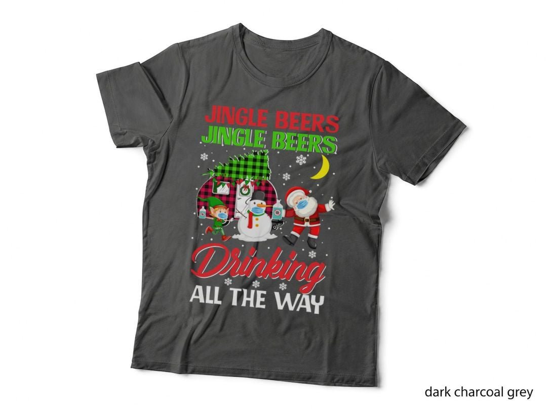 Jingle Beers Drinking T-Shirt, Christmas Holiday, Funny Sarcasm