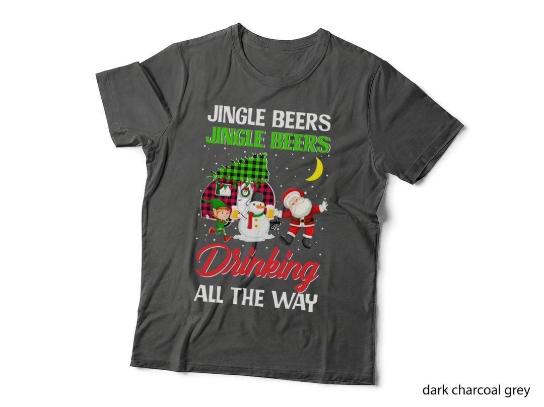 Jingle Beers Drinking T-Shirt, Christmas Party Theme, Holiday Fun Wear