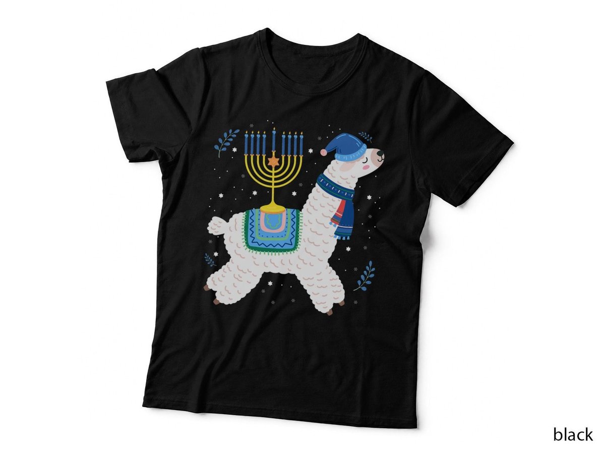 Menorah Hanukkah Llama T-Shirt, Festive Holiday Design