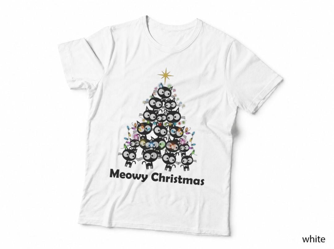 Meowchristmas T-Shirt, Cat Christmas Tree, Festive Pet Lover Apparel