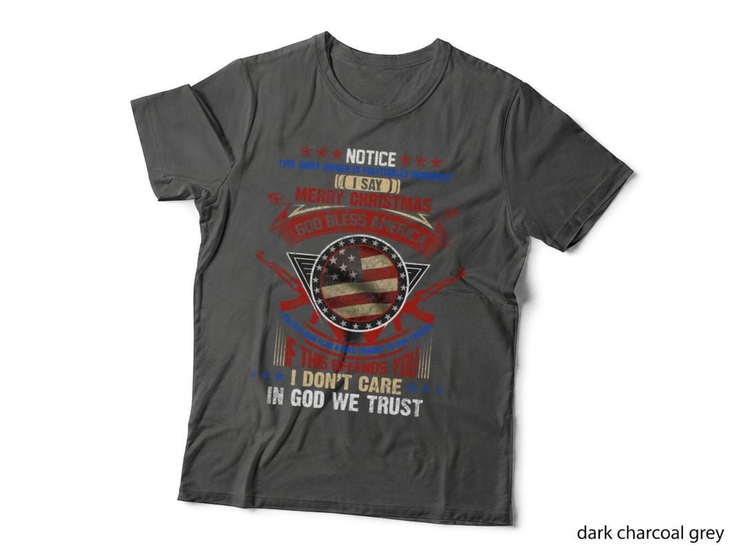 Merry Christmas God Bless America T-Shirt, Patriotic Holiday Print