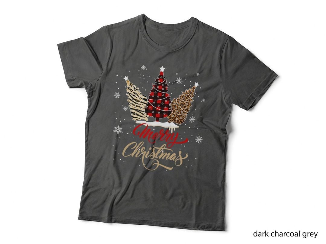 Merry Christmas Plaid Tree T-Shirt, Festive Holiday Style, Christmas Apparel