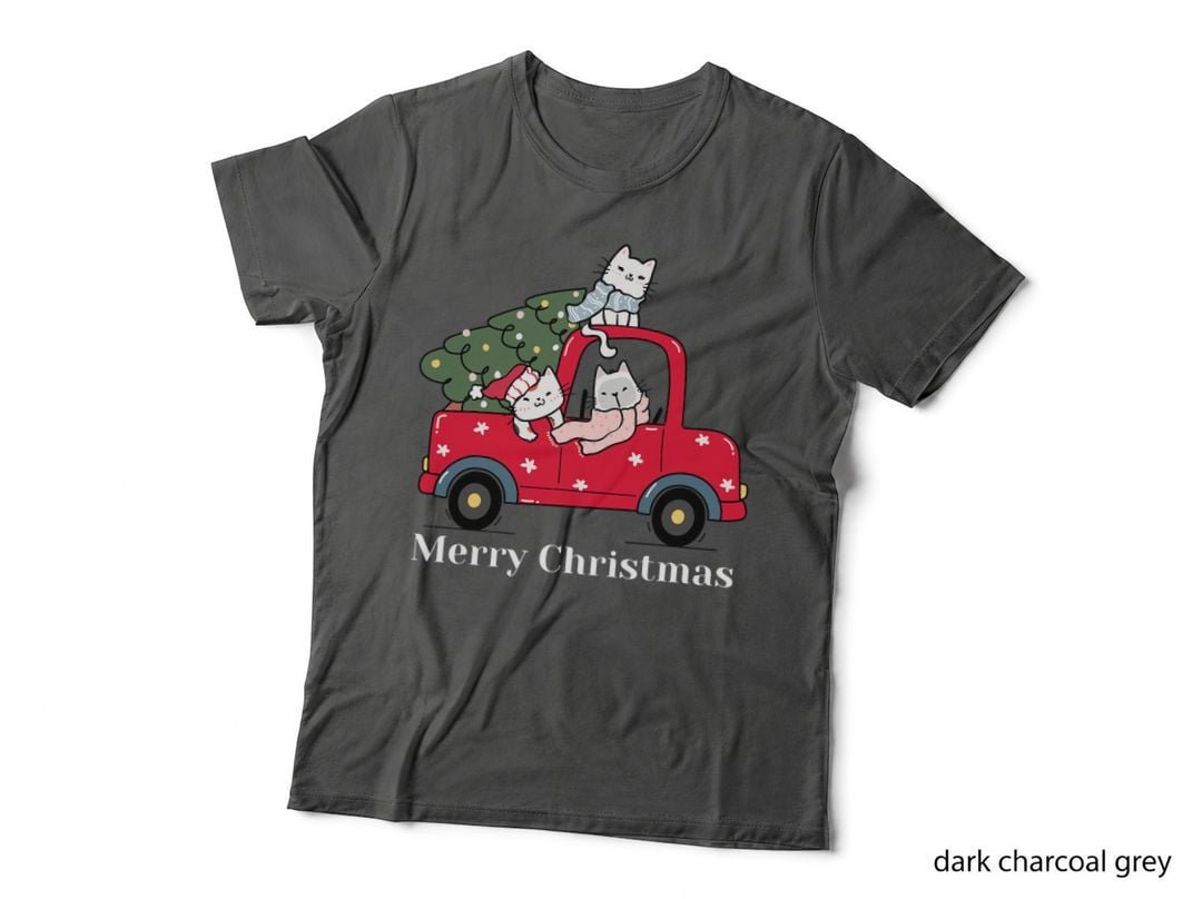 Merry Christmas Red Truck Cat Lover Pajama T-Shirt