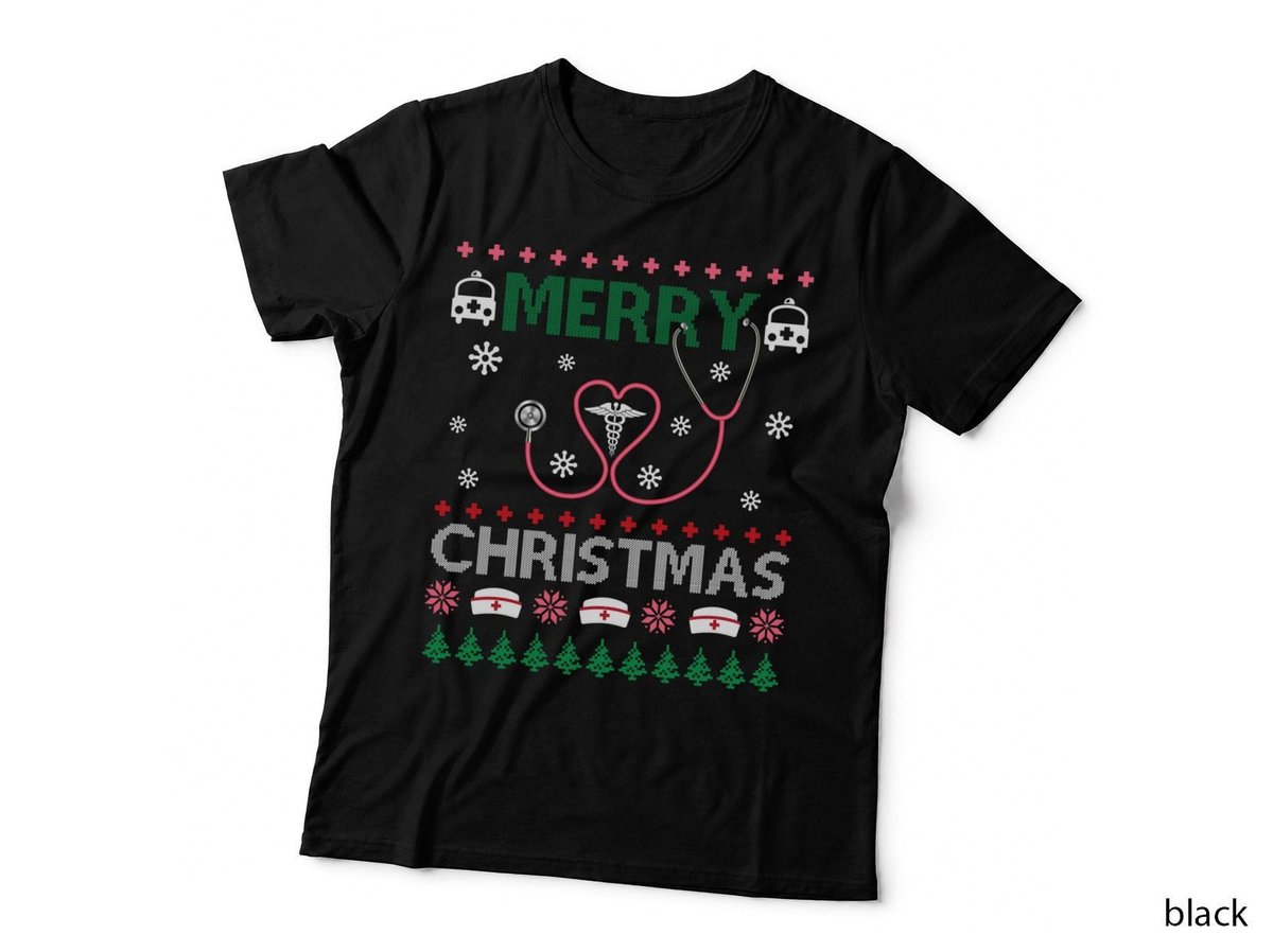 Merry Christmas Stethoscope T-Shirt, Festive Medical Theme
