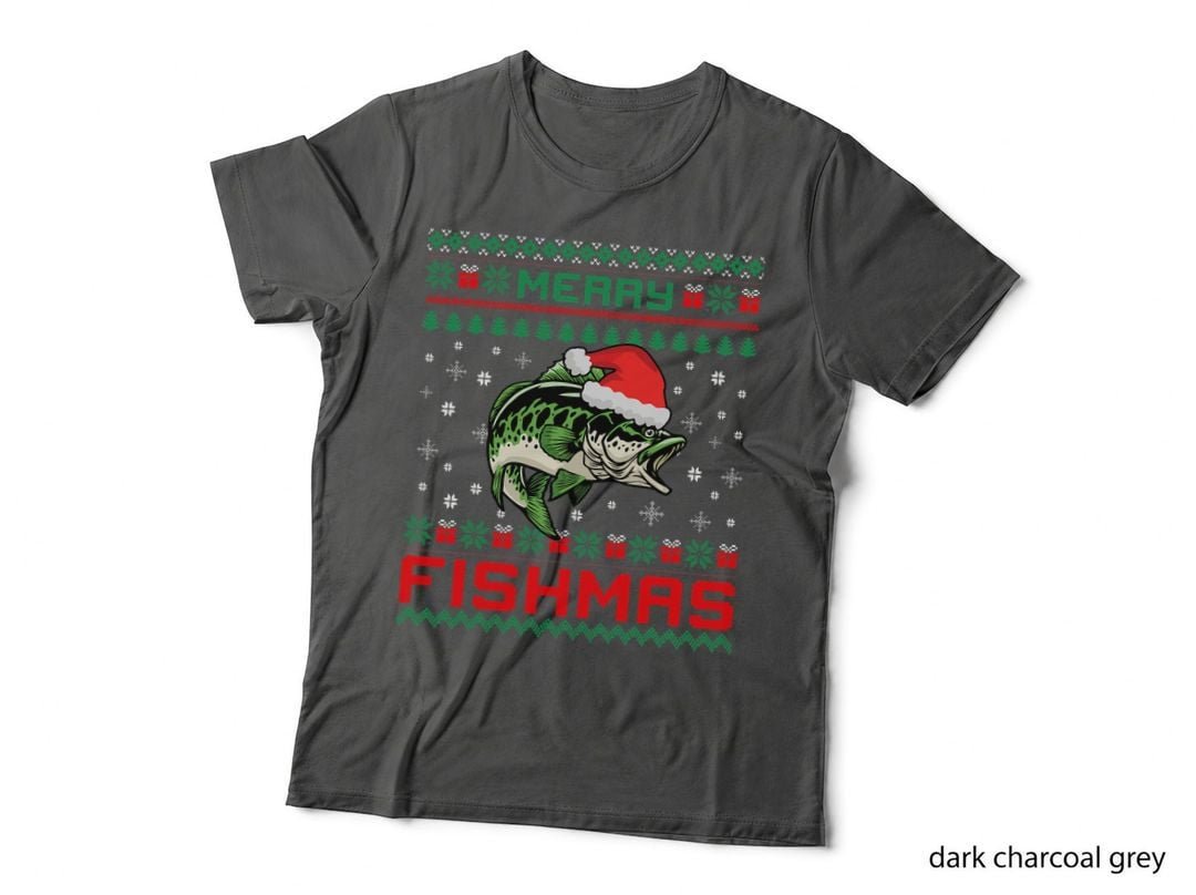Merry Fishmas Ugly Christmas Sweater T-Shirt, Festive Fishing Theme