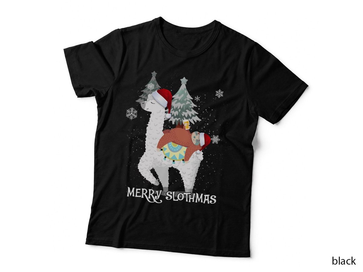 Merry Slothmas Sloth Llama T-Shirt, Christmas Comedy, Festive Gift Idea