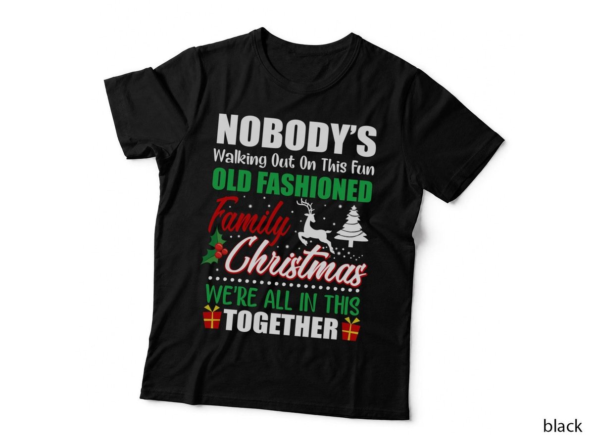 Old Fashioned Family Christmas T-Shirt, Vintage Holiday Print