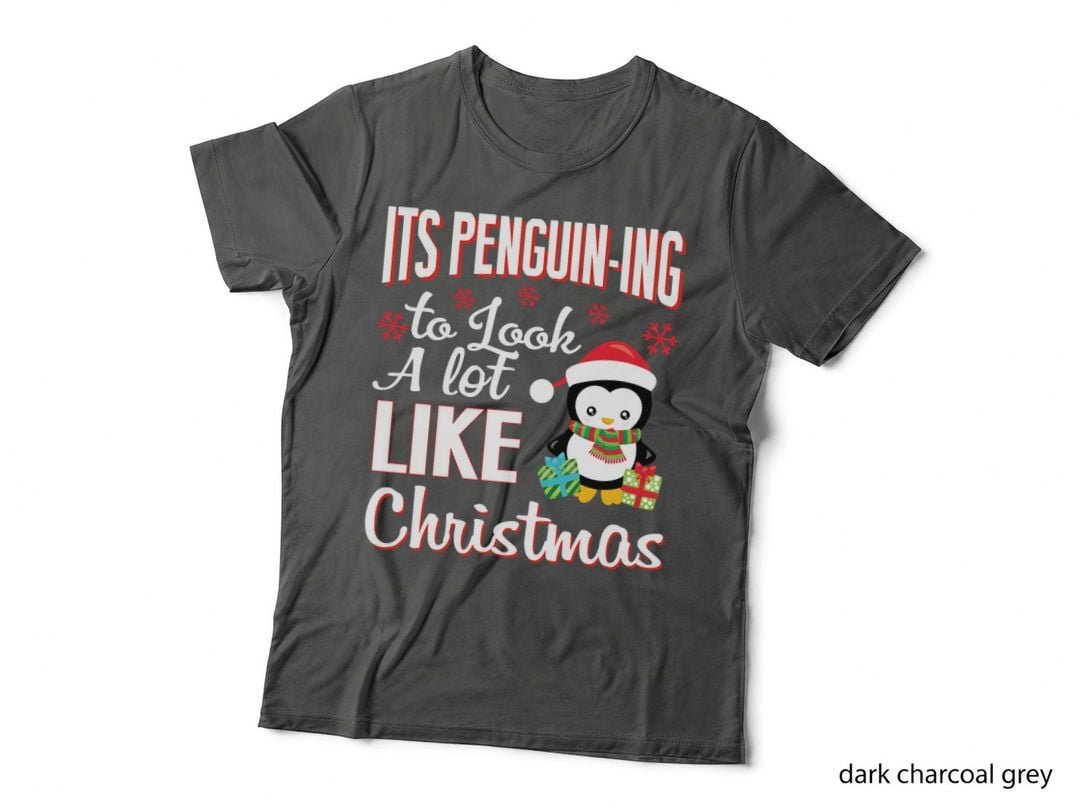 Penguin Christmas Sweatshirt, Holiday Cheer, Festive Penguin Print T-Shirt